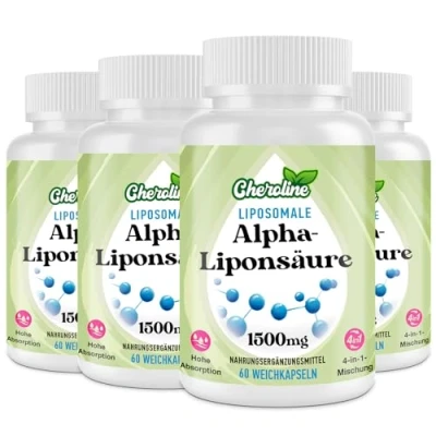 Imagen de Ácido Alfa Lipoico Liposomal 1500 mg, 240 Cápsulas Blandas de Alta Potencia para Veganos, Naturales Suplemento ALA 4 en 1 Energía, Reduce La Fatiga, No GMO, Sin Gluten