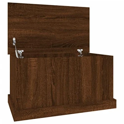 Imagen de vidaXL Baúl almacenaje Madera contrachapada Roble marrón 70x40x38 cm