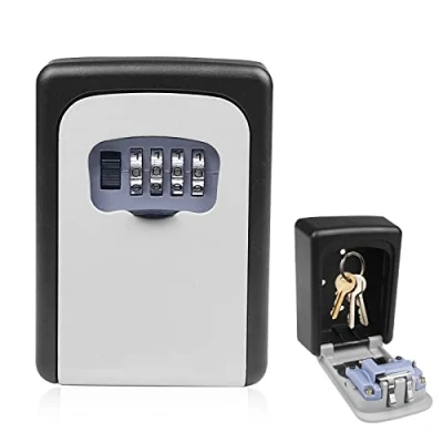 Imagen de Ceisazira Caja de Seguridad para Llaves con código 4 dígitos, Impermeable y Resistente a la corrosión Pared cajetin Llave combinación hogar, Garaje, Escuela, Oficina, Gimnasio (Gris)