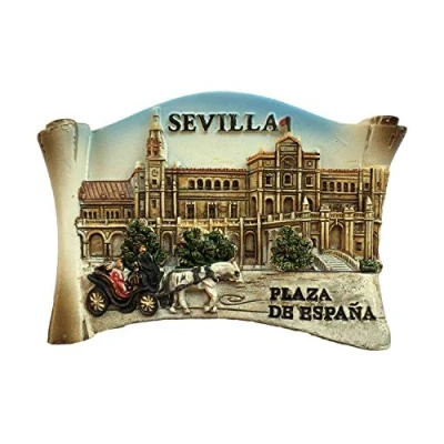 Imagen de Sevilla España 3D Imán de refrigerador con Forma Desplazamiento Recuerdos turísticos Resina Pegatinas magnéticas Nevera Hogar y decoración la Cocina China