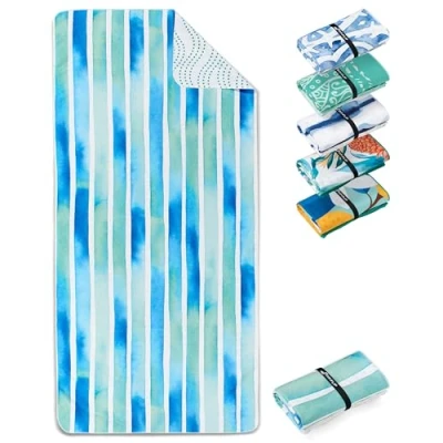 Imagen de Fit Flip Toallas de Playa XXL Toalla Microfibra Grande, Ligeras y Secado rápido 100% reciclada Aquarellstripes 160 cm x 90