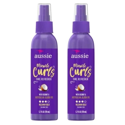 Imagen de Aussie Miracle Curls Refresher Bomba de 5.7 onzas (retención máxima) (170 ml) (paquete 2)
