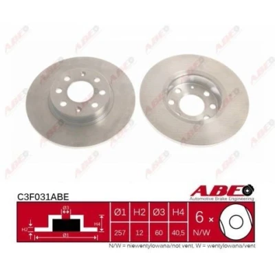 Imagen de ABE C3F031ABE Disco de freno Eje delantero 257 12,0 4 100 macizo OPEL: Corsa D Hatchback, FIAT: Grande Punto Hatchback