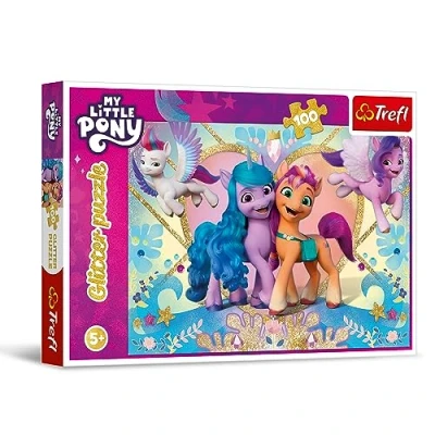 Imagen de Trefl My Little Pony, Purpurina de 100 Piezas Puzle Brillante con Ponis, Entretenimiento Creativo, Juego para niños a Partir 5 años, Multicolor (14831)