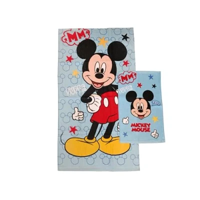 Imagen de Hermet Mickey Mouse Disney Toallas de baño Esponja, Juego 2 baño, Toalla Cara, bidé, Azul, algodón, 100%, Producto Oficial