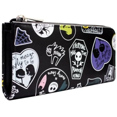 Imagen de Nightmare Before Christmas Hail The Pumpkin King Cartera Clutch Bolsillo para Monedas &amp; Tarjetero, Negro