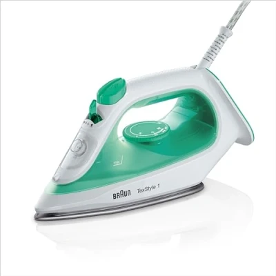 Imagen de Braun TexStyle 1 SI 1040GR Plancha de vapor con suela SuperCeramic (vapor vertical, 2000 W), color verde