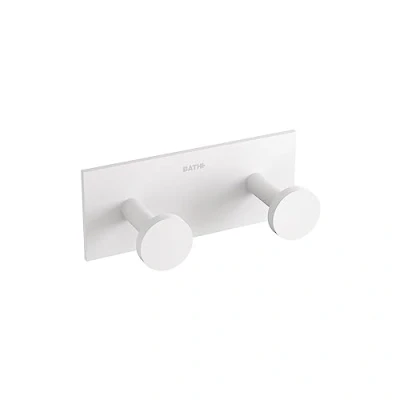 Imagen de COSMIC Colgador Toalla Doble Baño Acabado Blanco Mate Fácil Instalación Con y Sin Tornillos Medidas 11 x 4,4 4,5 cm