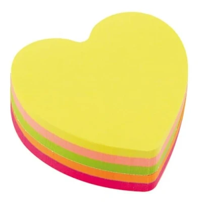 Imagen de D.RECT Notas Adhesivas Set de 1 70x70mm 1x400 un Bloque Hojas Material Oficina Multicolor Diseño Corazón