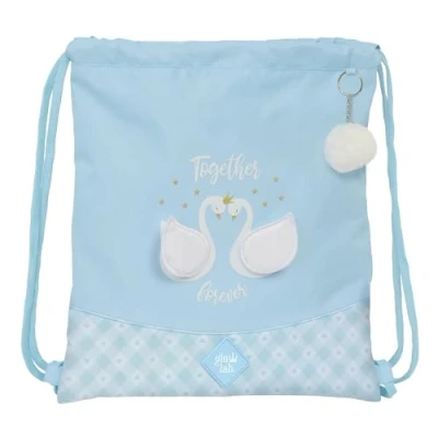 Imagen de Glowlab CISNES Mochila Saco Plano Grande, Mochila, Ideal para Niños de Diferentes Edades, Cómoda y Versátil, Calidad Resistencia, 35x40 cm, Color Azul Claro
