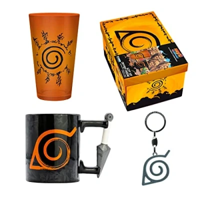 Imagen de ABYSTYLE NARUTO SHIPPUDEN Caja de regalo cristal XXL + llavero 3D taza