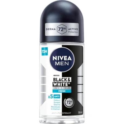 Imagen de NIVEA MEN Black &amp; White 48 H Invisible Fresh Bola Antitranspirante para hombres 50 ml