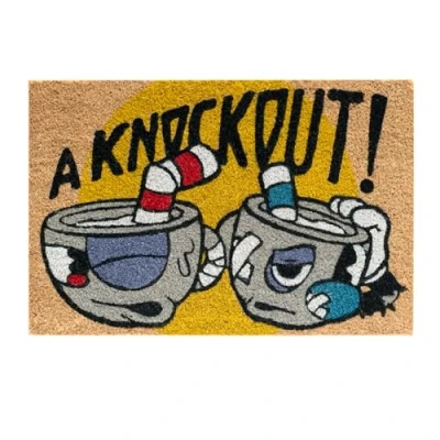 Imagen de Grupo Erik Felpudo Cuphead Entrada casa Antideslizante 40x60 cm Alfombra Exterior, Fabricado en Fibra de Coco Productos con Licencia Oficial
