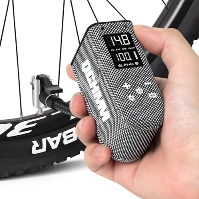 Imagen de Bomba de Bicicleta, Bike Pump Portátil con Medidor, Mini para Bicicleta Portatil y Electrica función Memoria, Recargable Minibomba, 100PSI, Presta Schrader