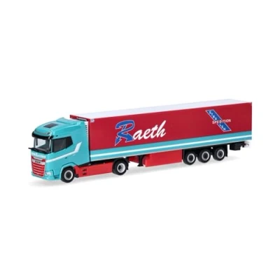 Imagen de Herpa Miniatura del camión DAF XG rractora semirremolque frigorífica Raeth, Escala 1/87, maqueta de colleción, modelismo, Modelo aleman, Figura plástico