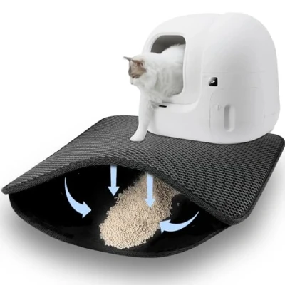 Imagen de Alfombra Gatos Arenero, Alfombrilla Arenero Gato Impermeable, Estera de Arena para Gatos, Diseño Doble Capa en Forma Panal, Cat Litter Mat, Basura, 46x60cm