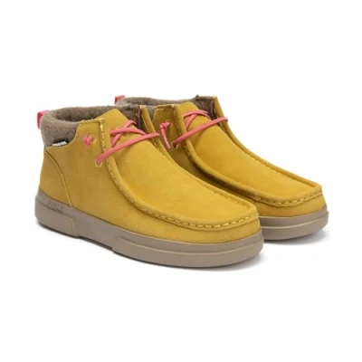 Imagen de WALK IN PITAS GARDA Bota para Mujer Botines tipo Wallabi de Serraje Botas Vestir Invierno Bajos Planos Zapatos Mostaza 38