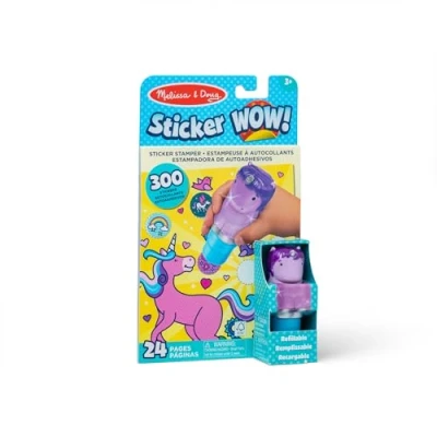 Imagen de Melissa &amp; Doug, Sticker Wow, Bloc de Actividades 24 páginas y estampador, 300 Pegatinas, Juguete Relajante Manualidades con Personaje Coleccionable, Unicornio Brillante, Multicolor (50317)