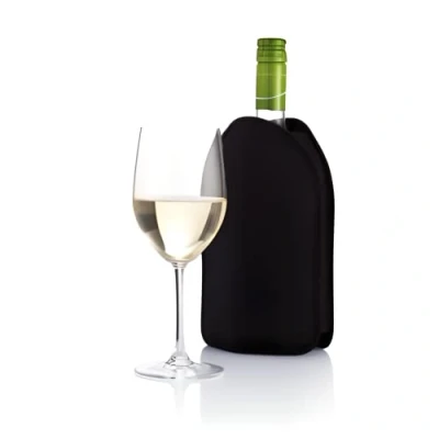 Imagen de Funda enfriadora para botellas de vino o cava, Ajustable, Neopreno, Gel, Negro.