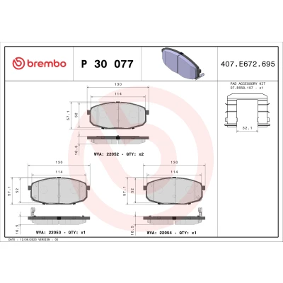 Imagen de BREMBO P 30 077 Juego de pastillas freno con avisador acústico desgaste accesorios HYUNDAI: Kona SUV, KIA: SOUL 2