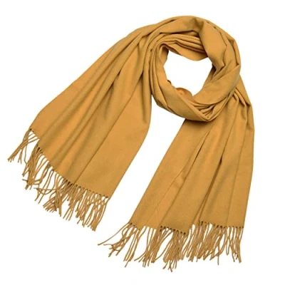 Imagen de DonDon Bufanda mujer invierno grande Chal Estola Cálido y suave 200 x 70 cm Ocre amarillo