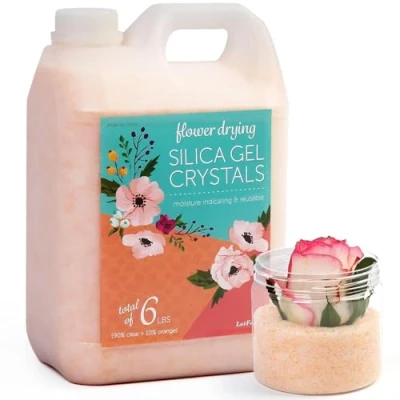Imagen de LotFancy Secado de Flores Gel Sílice, Cristales Sílice que Indican el Color 6 Libras (2.72KG) para Almacenamiento Ramos Boda