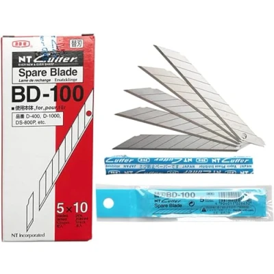 Imagen de PACK 50 Cuchillas Biseladas 9 MM Angulo 30º Grados Hojas Recambios para Cuter Estrecho NT CUTTER BD 100