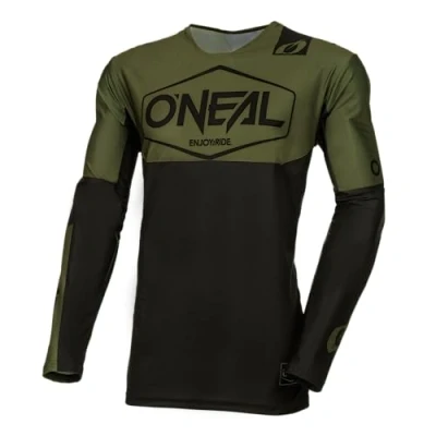 Imagen de O&#039;Neal Camiseta Motocross Manga Larga MX MTB Mountainbike Material Ligero, Corte Ergonómico Slim Fit para un Ajuste Maillot Mayhem Hexx V.24 Adulto Verde Negro Talla M