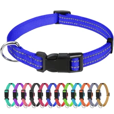 Imagen de TagME Collar Perro Ajustable,Collar Nylon Reflectante,para Caminar Correr Entrenamiento,para Cachorro,Azul Marino,1.0cm De Ancho