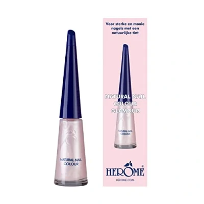 Imagen de Herome Esmalte Uñas Color Rosa Natural, 10 ml Estilo Glamour, Efecto Fortalecedor, Ideal Manicura Francesa, Evita el Desgarre de las Uñas, PintaUñas Nude