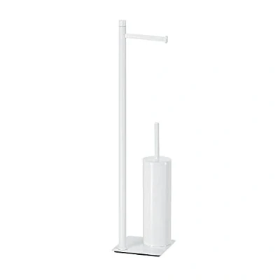 Imagen de GEDY G Seul Soporte para Rollo + escobilla de baño, Color Blanco con Acabado, Medidas 62,8 x 14 cm, Juego Inodoro Acero Inoxidable y Cromado, Allen 4 mm Incluido, Papel, único