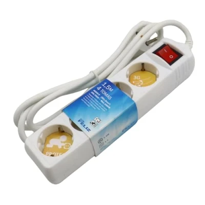 Imagen de Don Feliz Regleta alargador de enchufes, Base Multiples enchufes Schucko con Interruptor, Proteccion para niños,16a/250v 3680w, Cable 3g1.5m㎡ lontitud 1,5m, 3m o 5m (4 Tomas, 5 M)