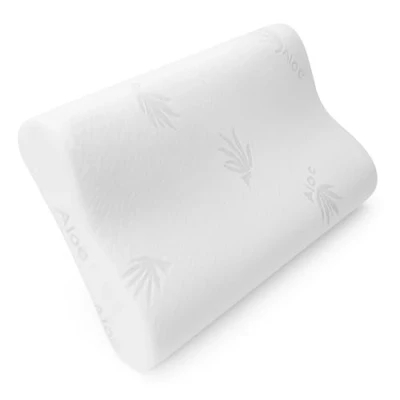 Imagen de DUÉRMETE ONLINE Almohada Cervical y Cuello Viscoelástica Cojín Ortopédico para Dormir, Antiácaros Antialérgico Transpirable Ideal Dolores de Cuello, Funda Aloe Vera Extraíble Lavable