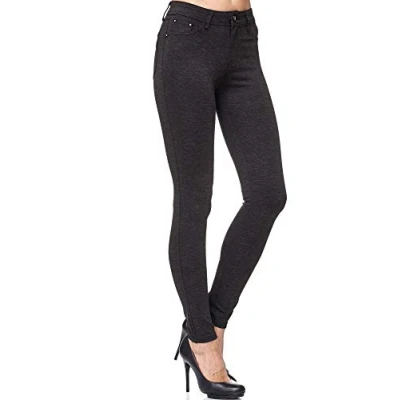Imagen de Elara Pantalón Elástico de Mujer Skinny Fit Jegging Chunkyrayan Negro Gris H92 Black/Grey 44 (2XL)