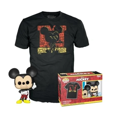 Imagen de Loungefly Pop! &amp; tee: Disney Mickey Mouse Brillo De Diamante XL 100th Anniversary Camiseta con Figuras Miniaturas Coleccionables Idea Regalo Juguetes Y Franela Manga Corta