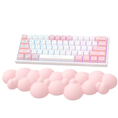 Imagen de ATTACK SHARK Reposamuñecas en la Nube, Antideslizante,Soporte Ergonómico para Muñeca,Descanso Palma de Mano Teclados Mecánicos TKL/Tamaño Completo,Reposamuñecas Teclado Rosa Claro