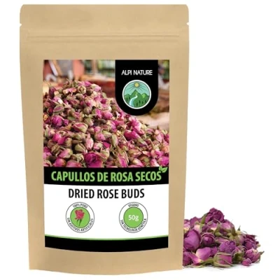 Imagen de pétalos de rosa secos (50g), capullos secos, té floración controlada,