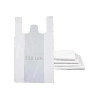 Imagen de DAYMAND STORE Bolsas de Plastico ECONOMICAS 200 uds con Asas 40x50 200Uds Blanco