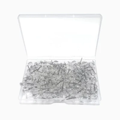 Imagen de Chinchetas Transparentes, 100 Pcs Cabeza Redonda de Plástico con Caja para Tablero Corcho Anuncios Marca Mapa