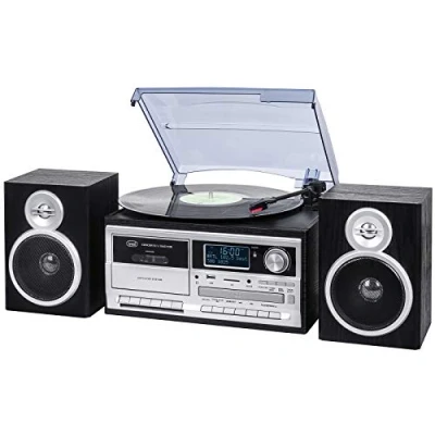 Imagen de TREVI TT 1072 Dab Sistema Tocadiscos Estéreo Bluetooth con Receptor Digital Dab/Dab+, Función Encoding, Reproductor MP3, CD, USB, Aux In, SD, Músicacassette, Negro