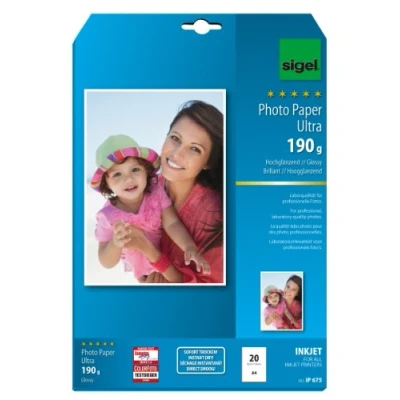 Imagen de Sigel Ultra Papel fotográfico InkJet, 190 g, 20 hojas, A4