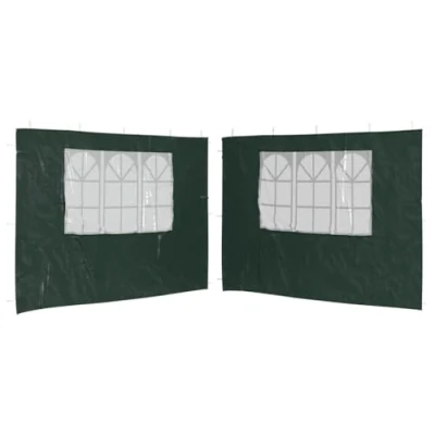 Imagen de vidaXL 2X Pared Lateral Carpa Fiesta con Ventana PE Verde Cenadores Exterior