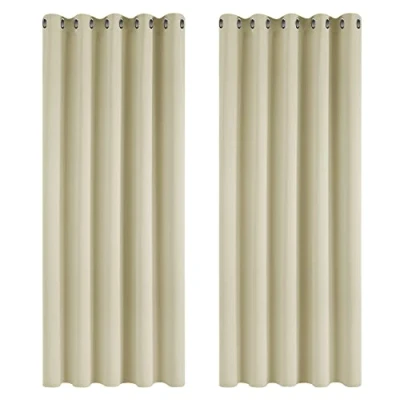 Imagen de Deconovo Cortinas Opacas para Interiores, 2 Piezas, 183 cm de Alto, térmicas Modernas el hogar, con ollados, 168 x (Ancho Alto), Beige Oscuro