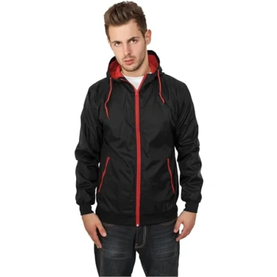 Imagen de Urban Classics Contrast Windrunner Chaqueta de entretiempo, Hombre, Talla: Large, Black/red
