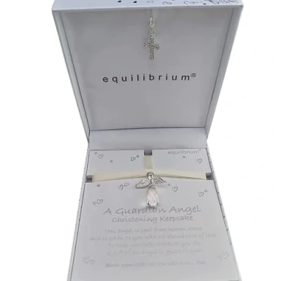 Imagen de Equilibrium Recuerdo de bautizo ángel la guarda, 1 Count (Pack of 1), Piedra Plata, Cubic Zirconia