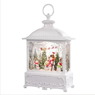 Imagen de Konstsmide Linterna LED de Globo Nieve con Trineo Papá Noel Renos y Pueblo, Relleno Agua, Decoraciones Navidad para Uso Interior (IP20), Funciona Pilas: 3 Pilas AA 1,5 V (exc.)