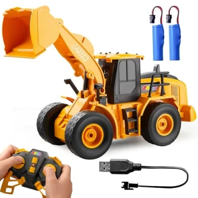 Imagen de JOYIN Coche de Juguete Construcción con Control Remoto para Niños 3 4 5 6 7 Años, Camión Tractor Excavador RC 2,4 GHz Luz y Sonido, Cargador Frontal Juguete, Regalo Navidad Cumpleaños