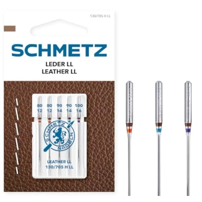 Imagen de SCHMETZ Agujas para máquinas de coser 5 Cuero LL 130/705 H Grosor aguja 80/12 (2x), 90/14 (2x) y 100/16 (1x)