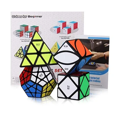 Imagen de ROXENDA Speed Cube Set, Cubo Mágico de 2X2 3X3 4X4 5X5 Stickerless Juego con Caja Regalo, Tutorial Secreto para Cubos Velocidad (Irregular)