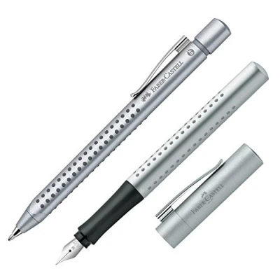 Imagen de Faber Castell 144111/140900 Grip 2011 Bolígrafo y pluma estilográfica, mina XB, trazo M), Plata